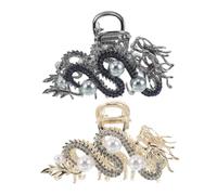 Baluue 2 Pezzi Dragon Hair Claw Clips in Large Metal Elegant Chinese Dragon Design Strong Hold For Women For Cultural Events And Traditional Hairstyles