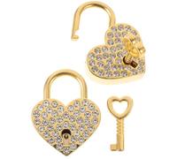 Baluue 2 pezzi Lucchetto Cuore Piccolo con Cristalli Serratura in Metallo Dorato per Valigie Borse e Diario Lucchetto Decorativo con Chiavi per Regalo e Uso Quotidiano