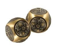 Baluue 2 Pezzi Palline Baoding in Ottone 36 Mm con Incisioni a Sei Lati, Set da 2 per Massaggio alle Mani e Rafforzamento Dita, Palla da Fitness Decorativa per Benessere e Rilassamento