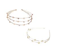 Baluue 2 Pz doppia fascia a stella fasce da donna fasce gioiello per le donne hair pin hair clips hair bow Cerchietti per con stella a cinque punte fasce per feste Metallo Golden