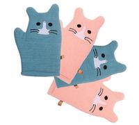 Baluue 2paia of Soft Exfoliating Bath Mitts for Kids Shower Gloves with High Water Absorption for Gentle Skin Cleansing and Foaming and Cat Design