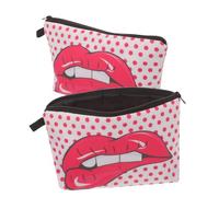 Baluue 2pezzi Borsa Cosmetica Da Viaggio Porta Trucco Con Stampa Labbra Pochette Multiuso Per Cosmetici e Toiletries Per Fitness Campeggio e Donne e Ragazze