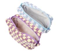 Baluue 2pezzi Borse Per Cosmetici Makeup Estetiche Checkered Archiviazione Per e Accessori Resistente