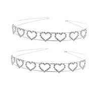 Baluue 2pezzi Cerchietti Brillanti Cuore Con Strass Doppio Accessori Eleganti Per Matrimonio e Feste Da Sposa e Impegno Per Donne