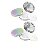 Baluue 2pezzi Porta Polvere Compatte Contenitori Cosmetici Design Sottile e Portatile Con Rete Elastica e Specchio Per Distribuzione Uniforme Della Polvere