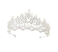 Baluue 3 Pz Nuziale Di Perle Decoro Di Perle Arredamento D'epoca Tiara Nuziale Da Sposa Corone Nuziali Della Regina Fasce Alla Moda Cerchietti Di Perle Zircone Silver