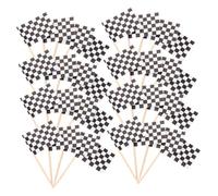 Baluue 360 Pezzi Bandierine Stuzzicadenti a Scacchi Mini Decorazioni per Cupcake e Torte, Carta Spessa Bastoncini in Legno, per Feste a Tema Corse, Barbecue e Picnic, Decorazioni