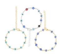 Baluue 3pezzi Braccialetto Donna Perline Malocchio Bracciale per Cavigliera Malocchio Accessori Moda per Outfit Colore Casuale