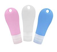 Baluue 3pezzi Contenitori Da Viaggio Silicone Bottiglie Dispenser Per Lozione Per Shampoo e Sapone Colori Blu Bianco e Rosa Riutilizzabili e Portatili