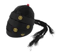 Baluue 4 Pezzi Cappelli Cinesi con Coda per Cosplay Party e Spettacoli Adulto Nero Cappelli Storici Royal Headwear