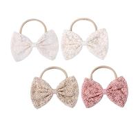 Baluue 4 Pz Anello per le donne inchinano elastici per fiocco per per coda di cavallo lunga hair pin hair bow cravatta in corda per elastici a fiocco