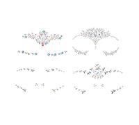 Baluue 4fogli Adesivi Gemme Per Viso Stickers Con Brillantini Per Trucco Decorazioni Festive e Party Adesivi Autoadesivi Per Occhi e Viso Riutilizzabili e Vari Formati