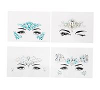Baluue 4pezzi Face Jewels Per Decorazioni Viso Adesivi Glitter e Strass Per Makeup Facili Da Applicare e Rimuovere Perfetti Per Festival e Body Art