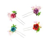 Baluue 4pezzi Forcine Per Capelli Fiori Decorazioni Per Capelli Forma Di u Fermagli Accessori Per Matrimoni Spose Damigelle d Onore Feste Realizzate in Tessuto e Lega Delicate Ed Eleganti