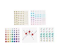 Baluue 5fogli Gemme Adesive Per Occhi e Viso Stickers Strass Per Trucco e Decorazione Unghie Vari Formati e Colori Per Festival e Occasioni Speciali