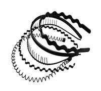 Baluue 5pezzi Fascia Per Capelli Ondulati Nera Design Unico Fermaglio Adatta Alla Testa Accessori Per Capelli Per Donne e Ragazze Stile Semplice