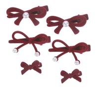 Baluue 6 Pezzi Forcina con fiocco di perle bobby nodo parà Nozze accessori per da donna Clip per carino Clip per con arco perle molletta Women Hair Clip floccaggio