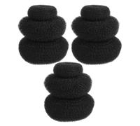 Baluue 9pezzi Chignon Ciambella in Nylon Nero Accessorio per Chignon Flessibile Strumento per Styling di Capelli Ciambella Grande per Spettinati e Look Eleganti