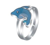 Baluue Anello Dell'umore Da Dito Design Cartone Animato a Forma Di Delfino, Regolabile, Per Ragazze e Ragazzo Ragazza, Cambia Colore Secondo Temperatura, 1.7x1.48cm