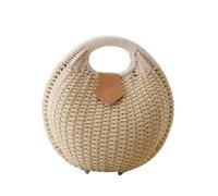 Baluue Borsa Donna in Rattan a Forma di Conchiglia Beige Chiusura a Bottone e Ampio Spazio, Elegante lo Shopping la Spiaggia