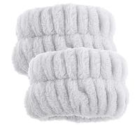 Baluue Braccialetti Di Flanella Per Lavaggio Del Viso Assorbenti, Set Da 2 Pezzi Polsiere Morbide, Elastici e Leggeri, Per Spa, Trucco e Cura Della Pelle