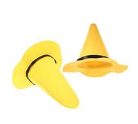 Baluue Cappello da Mago in Feltro Giallo a Bordo Largo Set 2 Pezzi di Berretto da Strega Grande per Feste di Halloween e Cosplay Accessori per Costume da Donna e Uomo Copricapo