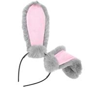 Baluue Cerchietto Orecchie Coniglio in Peluche Grigio Leggero per Feste di Pasqua e Cosplay Fascia Capelli Bambina Comoda e Decorativa per Eventi Festivi