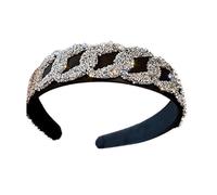 Baluue Fascia Chioma Elastica Strass Neri, Accessorio Elegante in Plastica Facile da Indossare per Cerimonie e Matrimoni, Stile Raffinato Sobrio