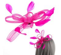 Baluue Fermaglio per Capelli Fascinator da Donna, Spilla a Forma di Fiore per Cappello da Tè Pomeridiano, Accessorio per Capelli da Sposa, Rosa