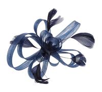 Baluue Fermaglio per Capelli Fascinator da Donna, Spilla a Forma di Fiore per Cappello da Tè Pomeridiano, Accessorio per Capelli da Sposa/matrimonio, Blu Scuro