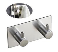 Baluue Gancio Appendino da Parete in Acciaio Resistente Antiscivolo Autoadesivo per Appendichiavi e Porta Asciugamani Bagno Cucina Soggiorno 1 pezzo rettangolare doppio gancio