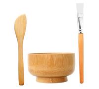 Baluue Kit Maschera per Viso in Legno 3 Pezzi con Ciotola, Pennello e Raschietto per Miscelare Maschere Fai da Te, Accessori per Bellezza Viso, Pratico per Uso Domestico e Viaggi