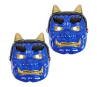 Baluue Maschera da Samurai Giapponese 2pezzi in Plastico Blu Corna per Adulti, Decorazione Versatile e Racconto Culturale, per Halloween e Masquerade