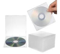 Baluue Organizer per CD Dvd 20 Pezzi in Plastica Bianca Custodie Singole Ultrasottili, Protezione Antigraffio per Casa e Cinema