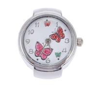 Baluue Orologio da donna con farfalle in metallo argento, design decorativo semplice e modellazione vivace, come gioiello per dita raffinato
