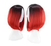 Baluue Parrucca Bob Donna Sintetico Alta Temperatura Colore Gradiente Rosso Per Cosplay e Occasioni Speciali Comfort e Aspetto Naturale