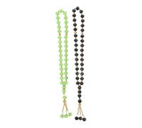 Baluue Perline da Preghiera Tasbih Musulmane 33 Perline in Cristallo Nero e Verde Set 2 Pezzi Portatile per Culto Islamico Meditazione e Uso Religioso in Viaggio e Casa