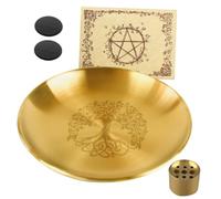 Baluue Porta Incenso Decorativo da Tavolo 14Cm Vassoio in Acciaio e 9 Fori Bruciatore di Incenso per Casa Ufficio e Sala da Tè Supporto Accessori Inclusi