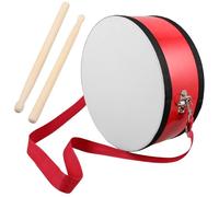 Baluue Rullante da Marcia 10 Pollici per Ragazzo Ragazza con Tracolla, Tamburo Portatile Rosso per Educazione Musicale e Spettacoli All’aperto
