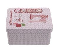 Baluue Scatola di Latta per Ricamo Portatile con Coperchio Ribaltabile, Contenitore Metallico Rettangolare Salvaspazio 13x9x6,5 Cm per Aghi, Fili e Accessori da Cucito da Viaggio