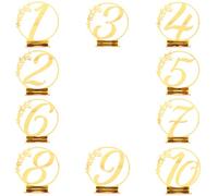 Baluue Set 10 Pezzi Insegne Acriliche per Matrimoni Numeri Tavoli Cartelli Riservati da Tavolo in Acrilico Dorato Targhette per Banchetti e Ristoranti Accessori per Eventi e Cerimonie