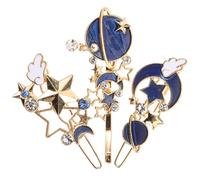 Baluue Set 3 Mollette per Chioma Donna Stelle e Lune in Lega e Strass Blu, Accessori Decorativi e Semplici per Uso Quotidiano e Feste