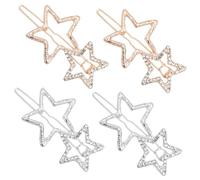 Baluue Set 4 Fermagli per Chioma in Lega a Forma di Stella Strass, Accessori Chioma Donna e Ragazze, Decorativi e Brillanti per Compleanni e Uso Quotidiano
