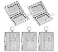 Baluue Set 5 Pezzi Medaglioni Ciondoli per Collane in Acciaio Inox Pendenti Rettangolari Religiosi Cornice per Foto Accessori Fai da Te per Gioielli e Regalo Personalizzato