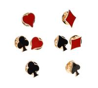 Baluue Set 8 Pezzi Spille Poker Cuori in Lega Rosso, Spille Carte da Gioco Personalità e Divertenti per Compleanno e Natale Stili multipli
