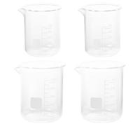 Baluue Set da 4 Bicchieri di Vetro Borosilicato Resistenti al Calore Misurini Graduati da Laboratorio da 50 Ml e 100 Ml Becher Scientifici per Cucina e Sperimentazioni Misurazioni