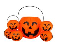 Baluue Set di 6 Secchielli in Plastica a Forma di Zucca per Halloween, Secchielli a Forma di Zucca con Manico per Dolcetto O Scherzetto Dei Bambini, Mini Cestini Decorativi Rotondi.
