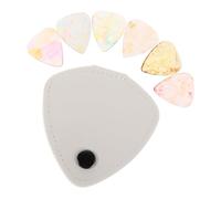 Baluue Set Plettri per Chitarra Acustica e Ukulele con Custodia in Pelle Pu Bianca Plettri Multi-spessore per Basso e Banjo Trasparente Portatile per Musicisti e Principianti in Viaggio