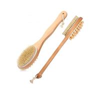 Baluue Spazzola Per Il Corpo in Legno Con Manico Spazzola Esfoliante Per Il Bagno Setole Doppie