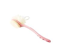 Baluue Spazzola Scrub Per Corpo Con Manico Puff Esfoliante Spazzola Massaggio Per Doccia Con Setole Nylon Resistenti Per Rimuovere Le Cellule Morte e La Circolazione Sanguigna Colore Rosa